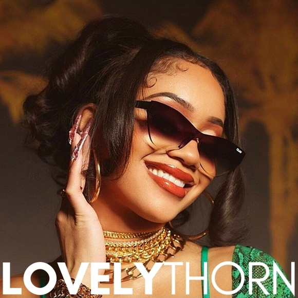 QUAY // ltd ed saweetie collaboration retro-mod sleek rimless smoke fade lens